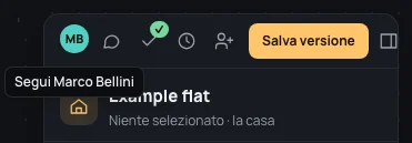 Il puntatore sulla faccia di Marco Bellini, con il suggerimento Segui Marco Bellini