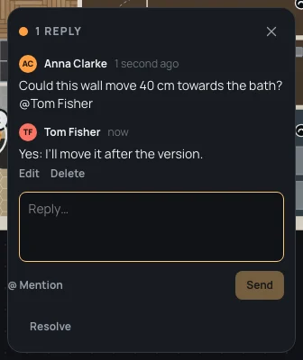 The thread on the wall: Anna Clarke's question mentioning Tom Fisher, and his reply