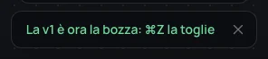 La v1 è ora la bozza, e Annulla la toglie
