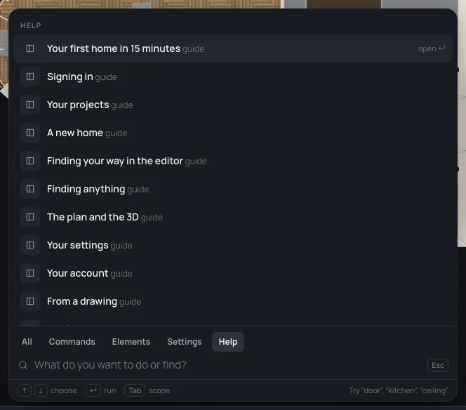 The Help scope: the guide's pages, Your projects first