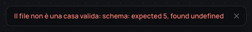 Il file non è una casa valida: schema: expected 4, found undefined