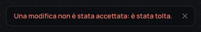 Una modifica non è stata accettata: è stata tolta.