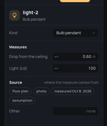 The bulb pendant over the bay: Kind, Drop from the ceiling 0.60 m, Light (cd) 100