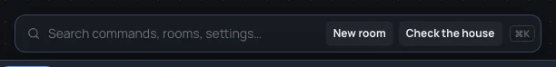 Select's bar with nothing selected: the search, the hint, New room and Check the house
