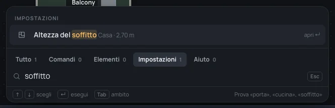 soffitto scritto in Impostazioni: Altezza del soffitto, Casa · 2,70 m