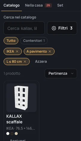 I filtri chiusi: i bottoni IKEA, A pavimento e L ≤ 80 cm, Azzera, e 3 prodotti