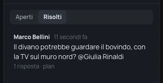 Risolti: la conversazione di Marco Bellini sul divano, 1 risposta