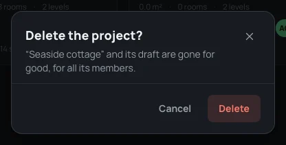 Delete the project? The Seaside cottage and its draft are gone for good, for all its members